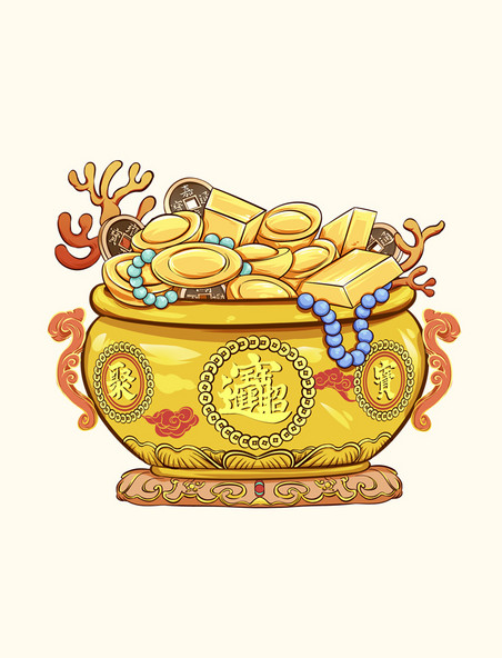 春节聚宝盆元素装饰中国风春节