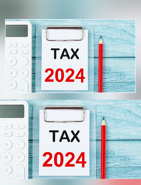 2024笔记本税款收税查税简约摄影图配图