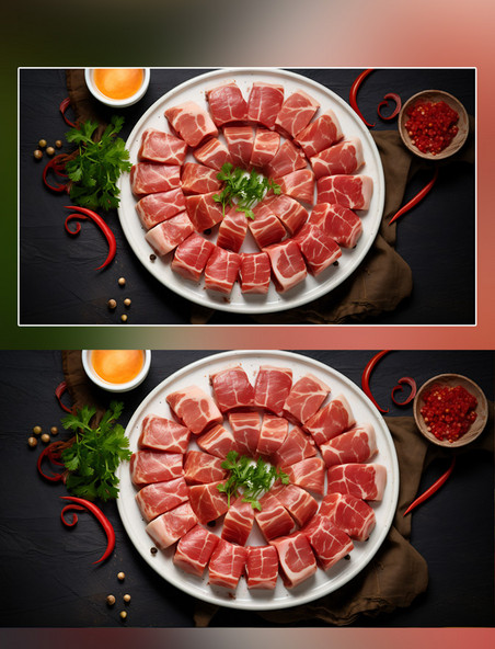 营养美味的火锅食材羊肉摄影图