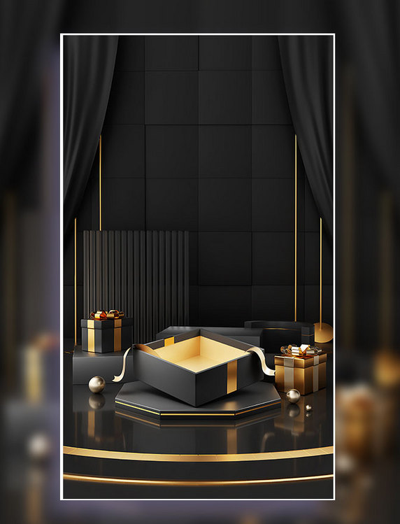 黑色星期五3D背景立体展台黑五