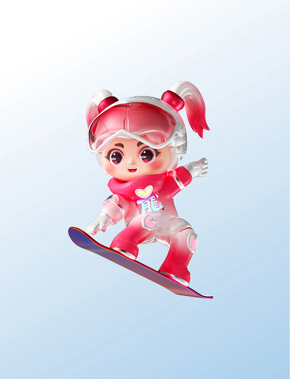 冬天3D立体冰雪季滑雪人物形象
