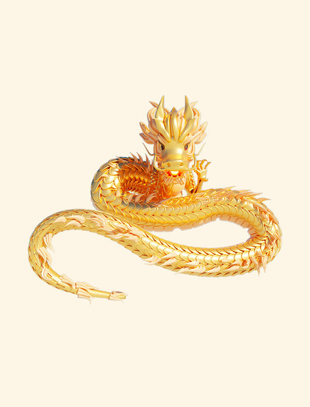 金色3D立体中国龙形象春节动物神兽龙年龙