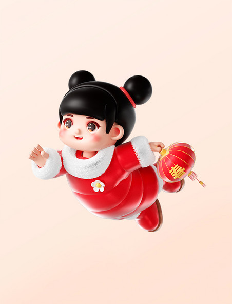 新年3D立体喜庆福娃人物形象春节拜年