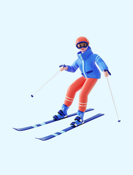 3d滑雪人物3冬天冬季运动