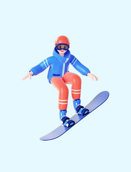 3d滑雪人物4冬天冬季运动滑板