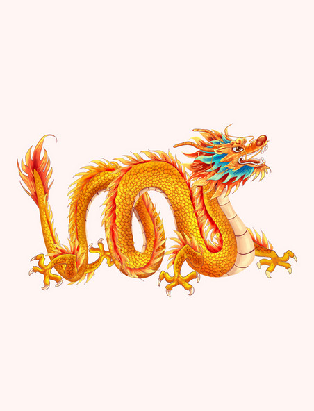 春节龙腾金龙龙年中国龙神龙盘龙元素传统龙形象