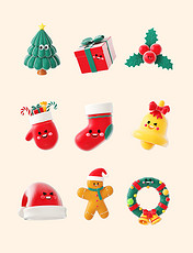 3d圣诞节图标合集装饰可爱情绪化