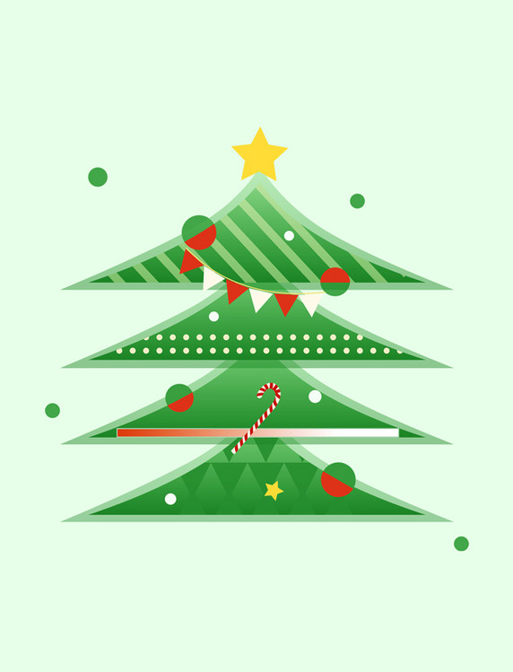 绿色圣诞节矢量平面圣诞树元素