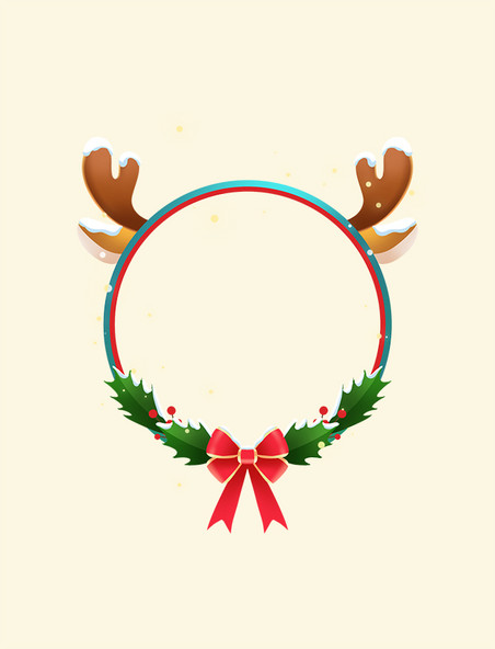 梦幻麋鹿鹿角植物边框圣诞节圣诞头像框