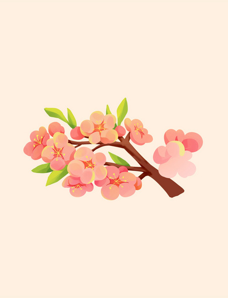 春节年俗粉色桃花春天植物插画元素