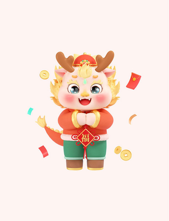 c4d新年春节快乐龙年ip3d立体拜年元素素材