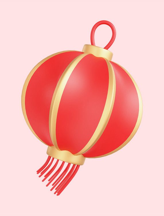 红色春节3d新年灯笼png素材
