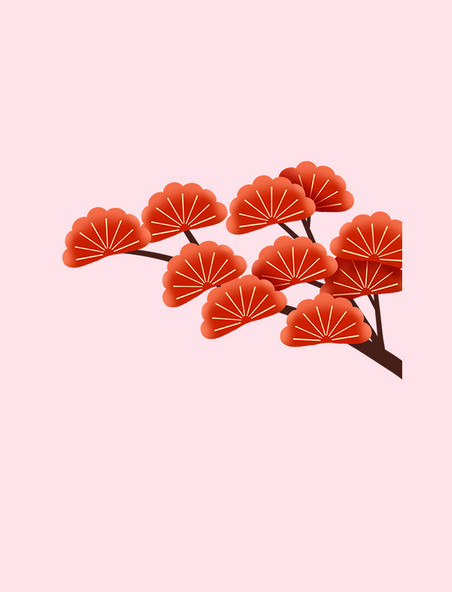 红色新春冬季松树春节植物装饰