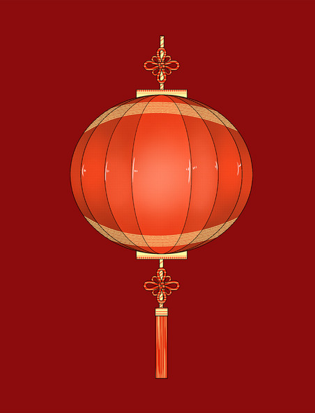 春节元宵节红色中国结圆灯笼元素