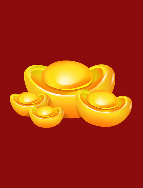 春节黄色的元宝财富金钱元素