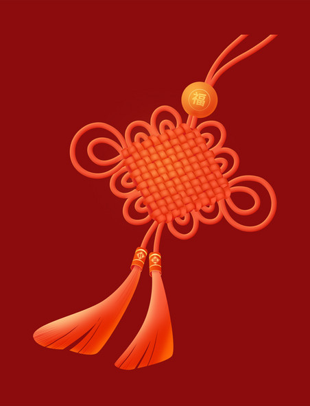 春节微立体中国结挂饰元素吊坠