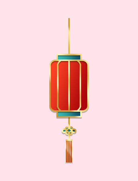 金边国潮红色灯笼春节装饰元素