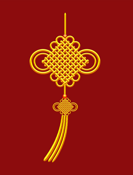 春节金色中国结元素装饰吊坠