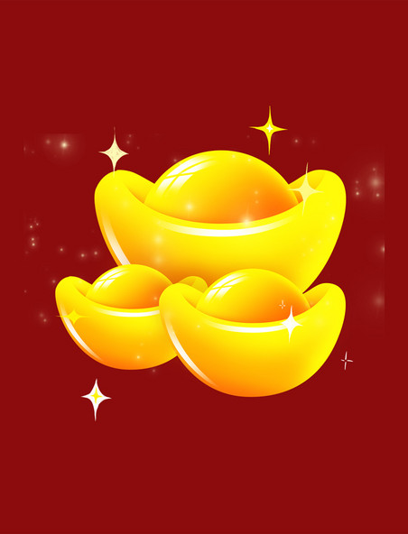手绘节日装饰金元宝春节财富元素