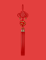 春节吊坠新年红色的圆球挂饰插画元素