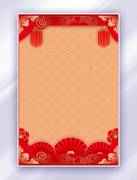 龙年春节灯笼边框红色喜庆背景
