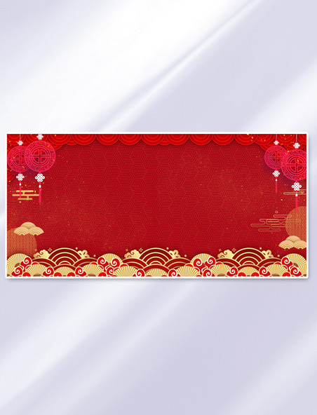 中国风春节边框花边红色背景