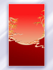 新年春节红包封面金色竹子开门红销售业绩喜报红色大气背景