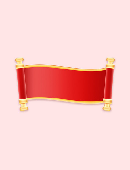 红色2024年春节红色喜庆卷轴边框免抠元素春节