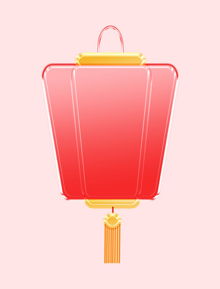 红色新年玻璃风3D立体灯笼PNG素材春节