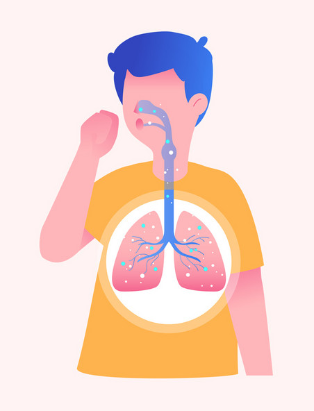 疾病健康扁平咳嗽呼吸道肺部疾病PNG素材元素