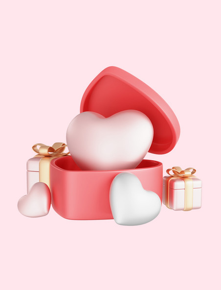 3D立体情人节浪漫礼物盒png图片
