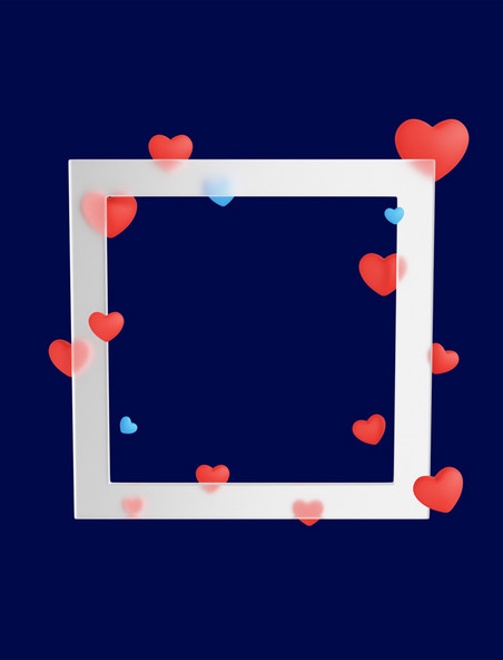 3D立体情人节爱心玻璃边框设计