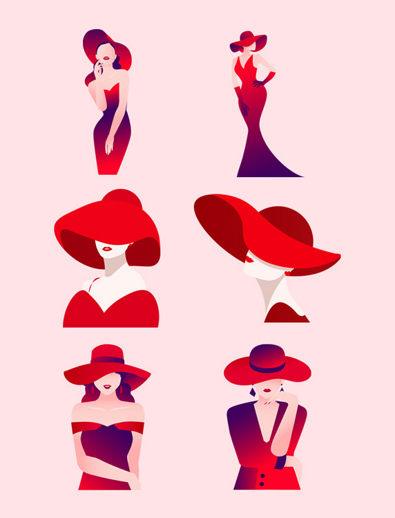 红色三八妇女节性感时尚女性