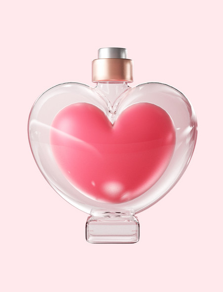 C4D情人节3D立体爱心瓶子设计图