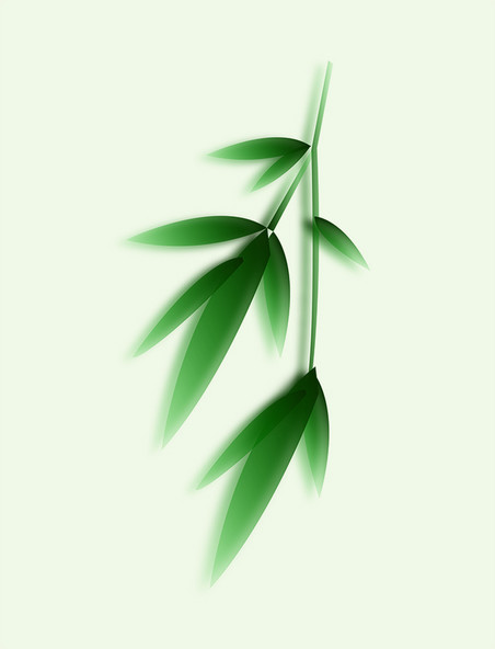 弥散清明节渐变竹子树叶植物柳叶装饰免抠图片