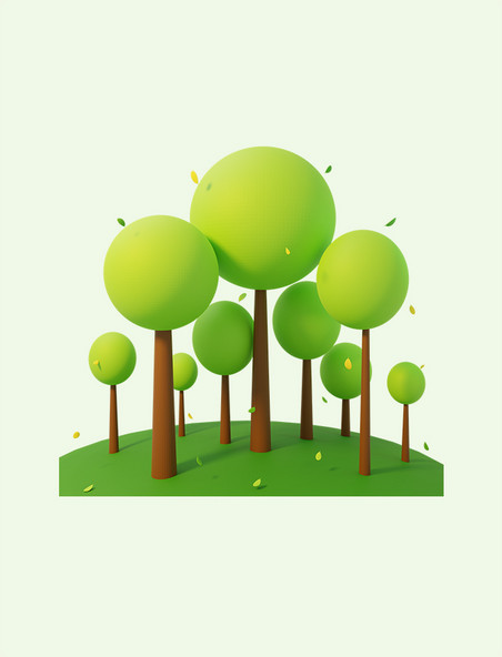 植树节树木装饰图案绿色植物立体免抠图片
