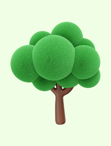 3D立体毛绒树树木绿树元素