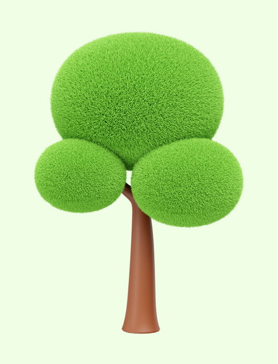 3D立体毛绒树树木植物大树图片