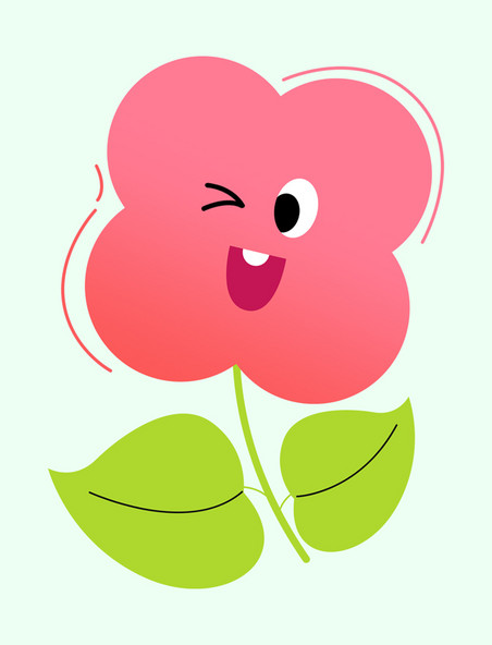 粉红色拟人春季植物花朵花草免抠元素