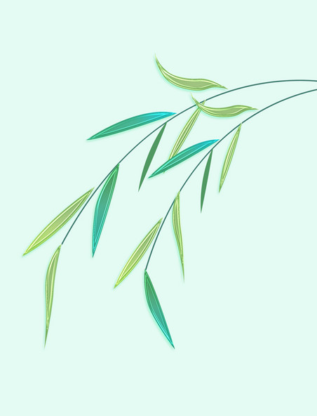 玻璃风清明节植物柳树设计图元素