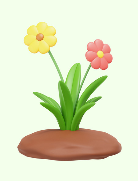 3D立体春季植物花朵PNG素材
