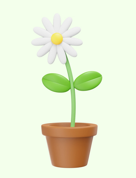 3D立体春季植物盆栽花草设计图