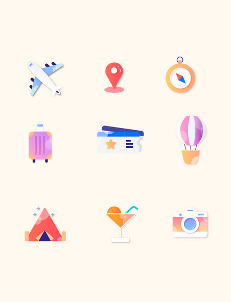 简约旅游旅行图标icon设计