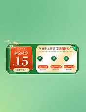 春茶中国风国潮绿色茶叶大气电商新会员券标签