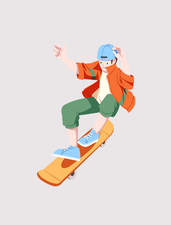 青年节动感人物潮流运动滑板