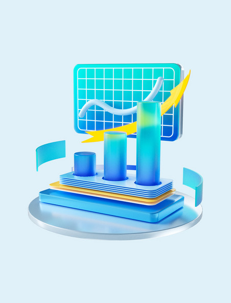 金融商务3D立体理财数据商务办公理财投资金融图标元素