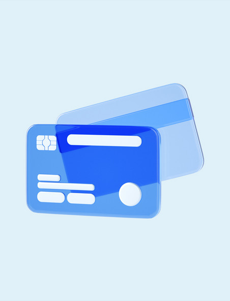 3D立体玻璃银行卡免抠元素商务办公理财投资金融
