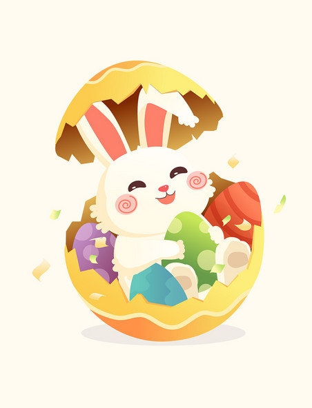 复活节卡通彩蛋小白兔设计元素