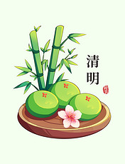 清明节青团竹子中国风国潮微景观素材元素