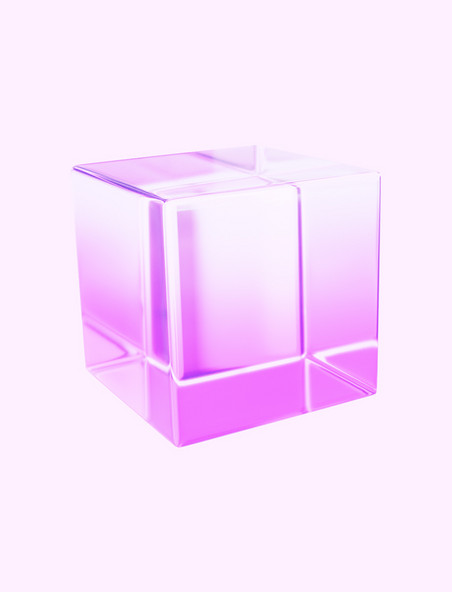 简约方块3D立体方块几何紫色透明玻璃装饰元素